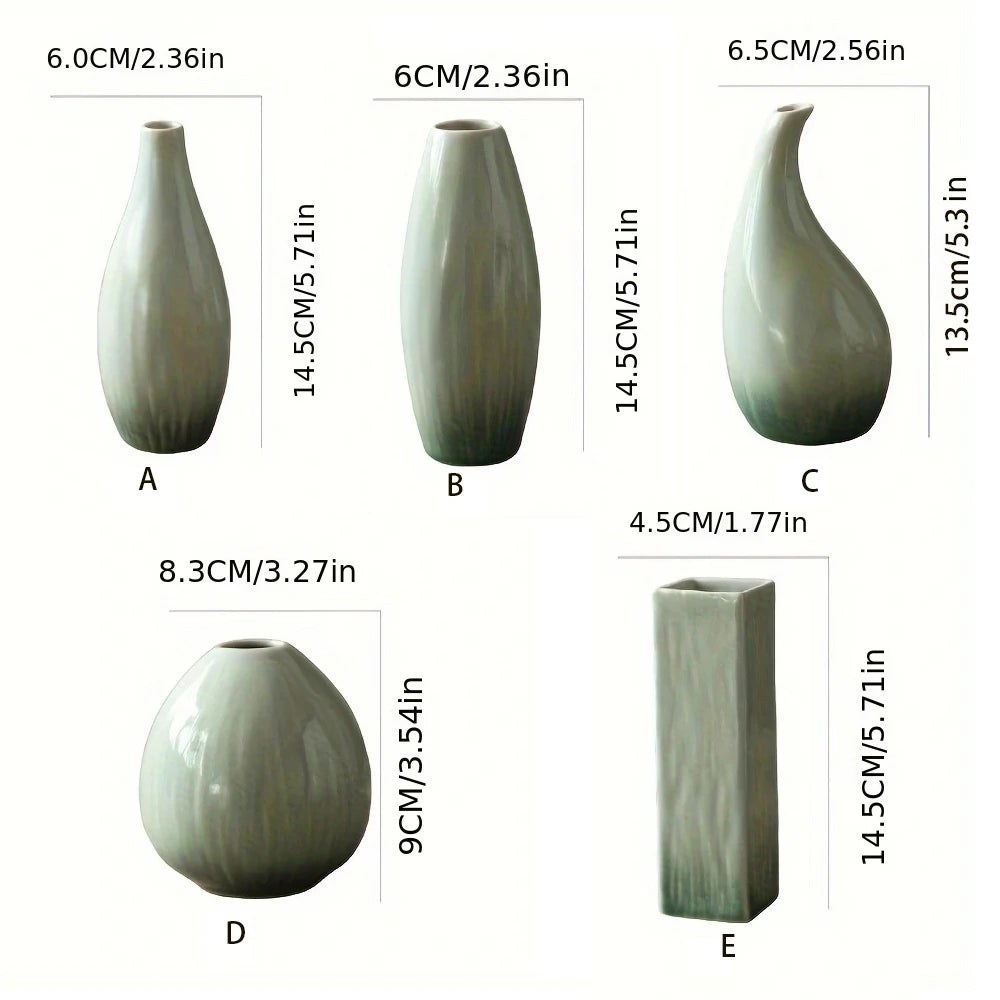 Simple Ceramic Porcelain Vase for Hydroponic Plants — Minimalist Small Vase for Living Room & Dining Table Decor