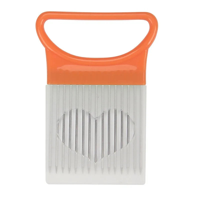 Colorful Onion Slicer with Stainless Steel Holder – Hands-Free Vegetable & Potato Chopper