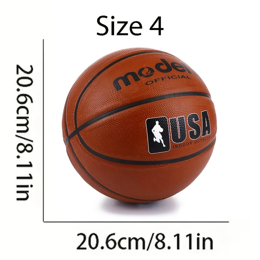 Basketball for Adults & Youth - Brown, Sizes 4/5/6/7 (1pc) - Durable Rubber Indoor/Outdoor Game Ball