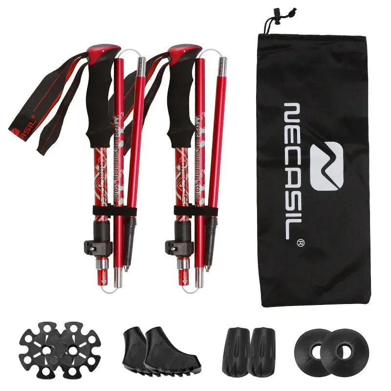 2-Pack Ultralight Foldable Telescopic Trekking Poles, Adjustable 32–125 cm (12.6–49.2 in) for Hiking & Nordic Walking