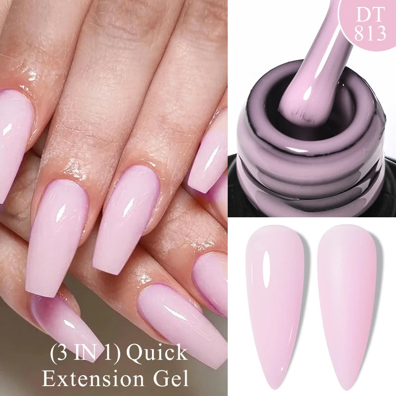 7ml Quick Extension Gel Nail Polish – Glitter Pink, Gold, Purple, Milky White | UV/LED Builder Gel for Nail Extensions