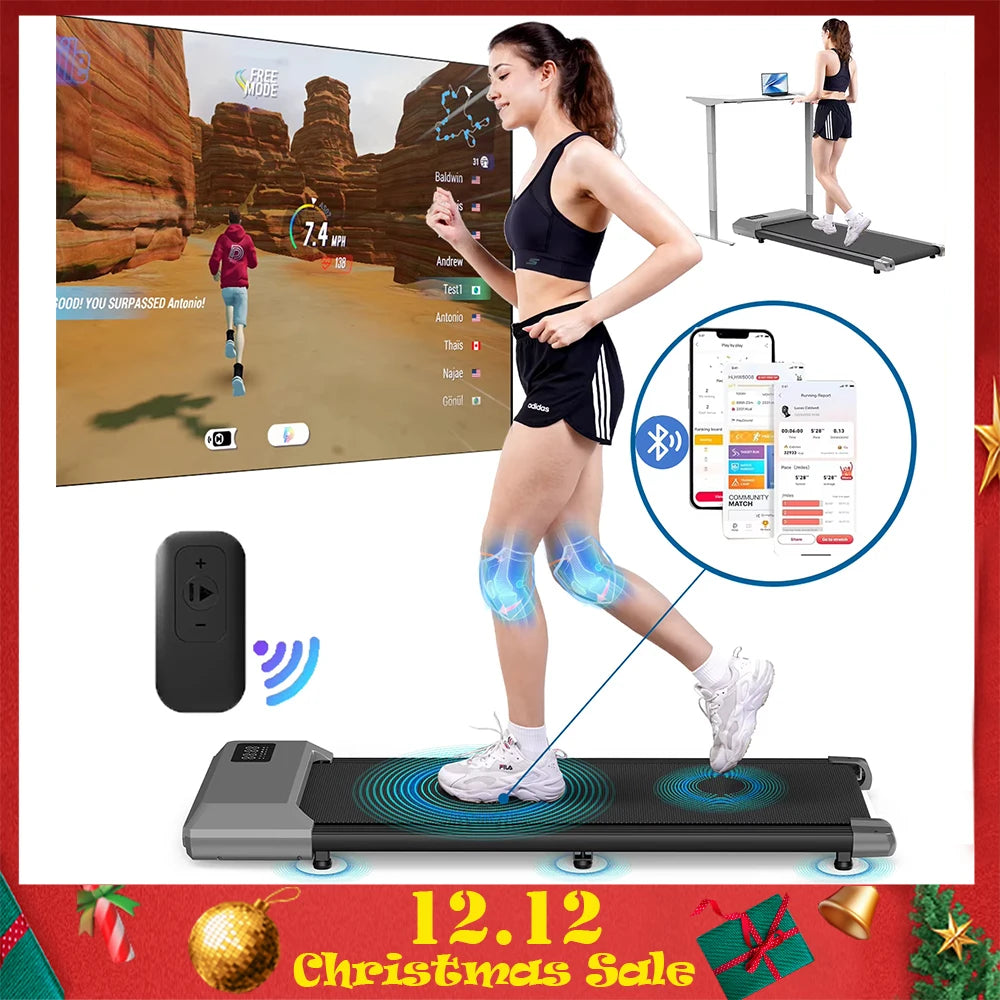2-in-1 Portable Walking Pad Treadmill for Home & Office — Under-Desk Mini Treadmill with LCD Screen, Quiet, 250 lb Capacity