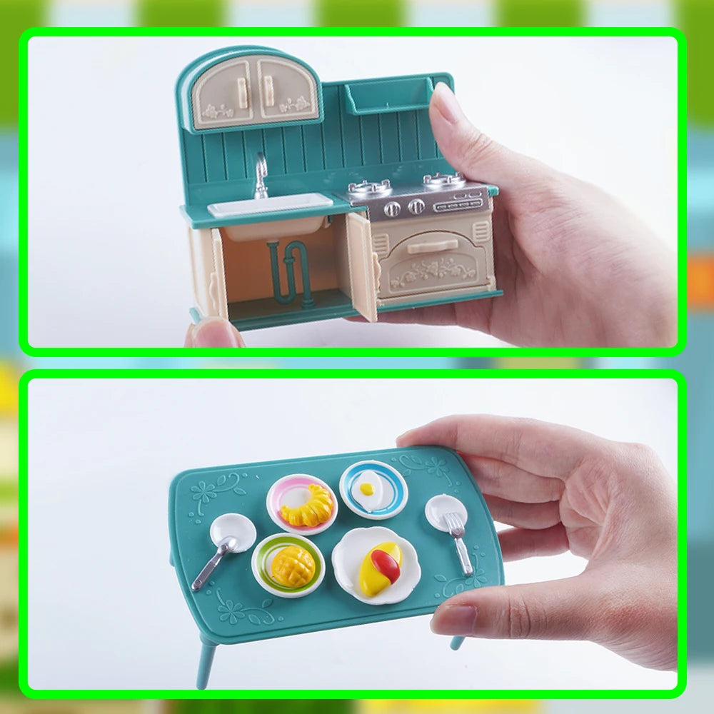 1:12 Miniature Dollhouse Furniture Set - Bathroom, Kitchen & Living Room Accessories Toy Gift for Kids