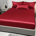 Satin Ice Silk Solid Fitted Sheet — 1-Piece Bed Sheet (Pillowcase Not Included)