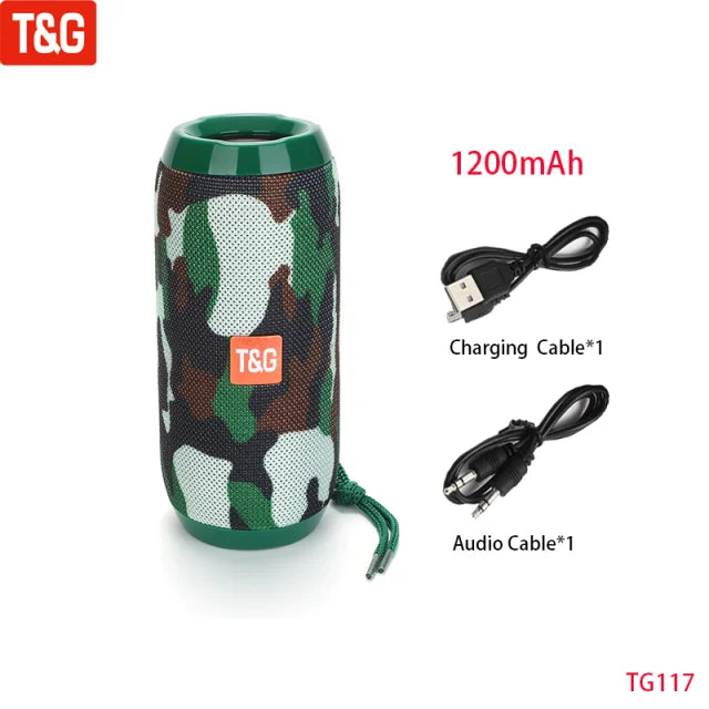 Portable Wireless Bluetooth Speaker 10W — TWS, FM Radio, IPX5 Waterproof, 1200mAh Handsfree