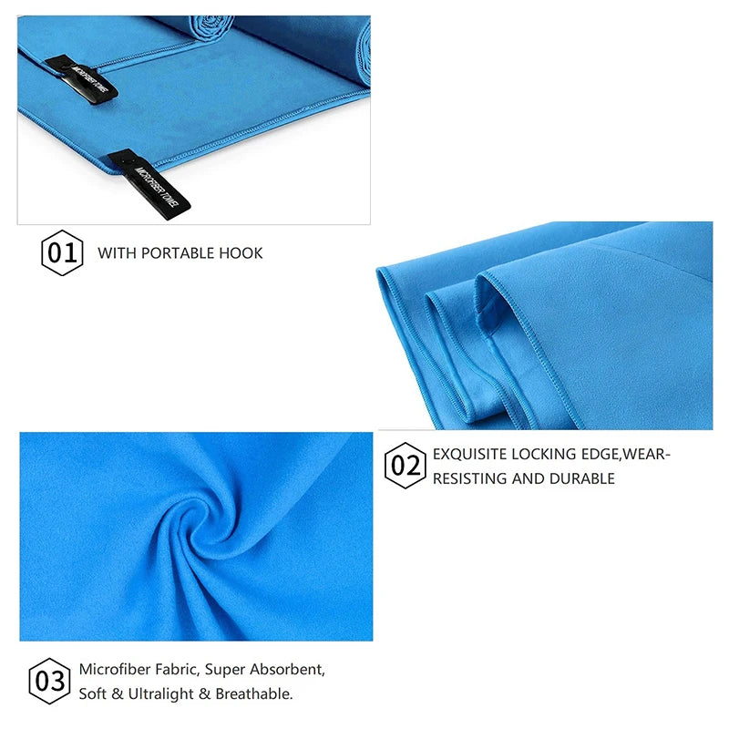 Microfiber Quick-Dry Large Beach & Sports Towel for Travel, Gym, Yoga, Swimming