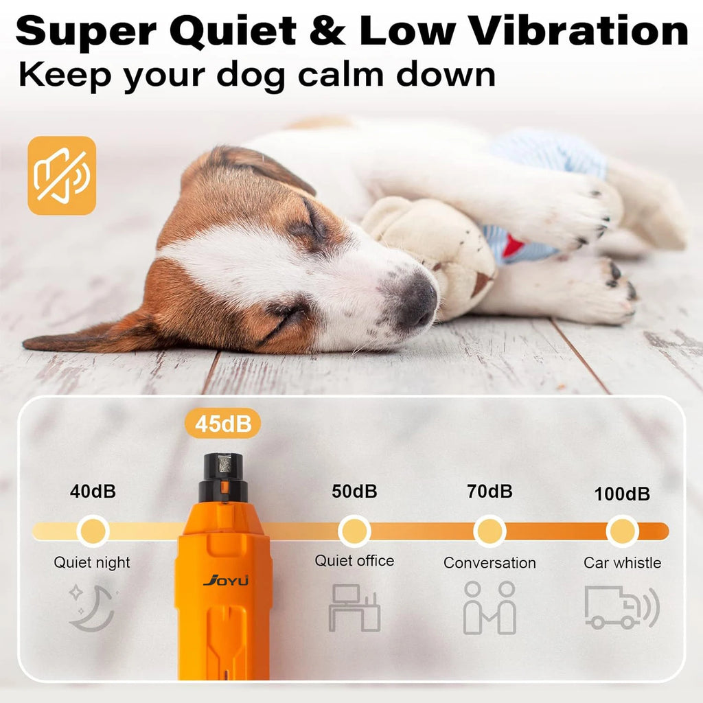 6-Speed Rechargeable Dog Nail Grinder Quiet Electric Pet Nail Trimmer for Painless Paw Grooming