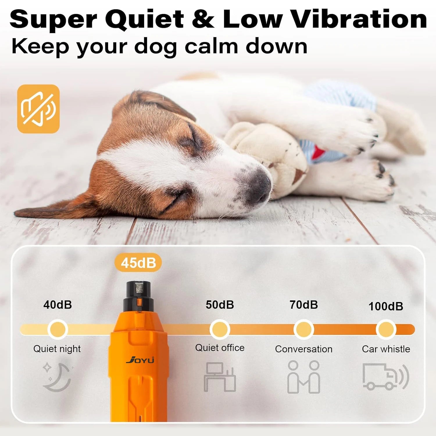 6-Speed Rechargeable Dog Nail Grinder Quiet Electric Pet Nail Trimmer for Painless Paw Grooming