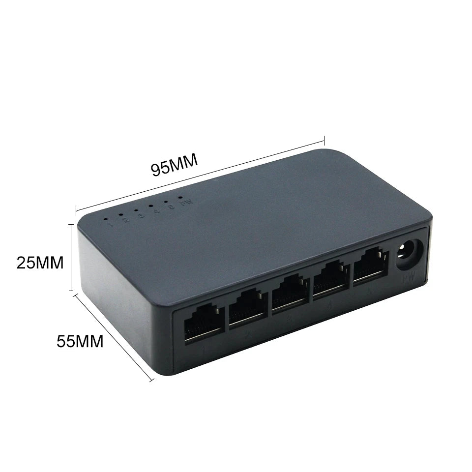 Mini 5-Port Gigabit Ethernet Switch – 10/100/1000Mbps RJ45 Desktop Network Hub