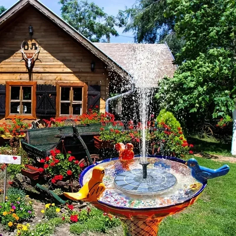 Solar Floating Fountain Pump for Bird Baths and Garden Ponds, 8-Nozzle — 13/16/18 cm (5.1/6.3/7.1 in)