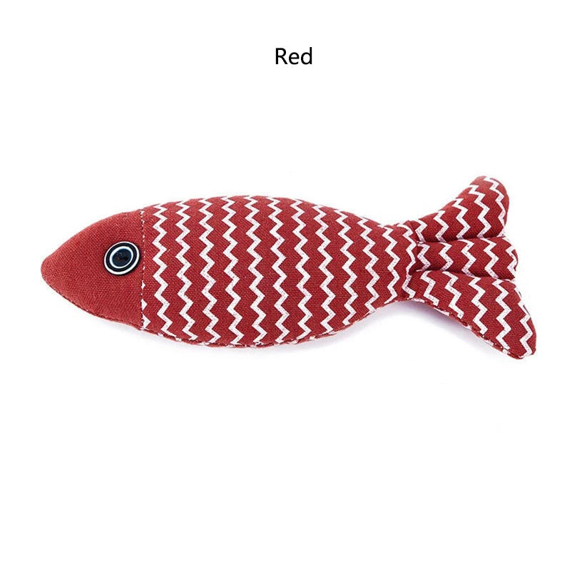 Burlap Fish Cat Toy — Interactive Chew-Resistant Teeth-Cleaning Fish Toy for Cats