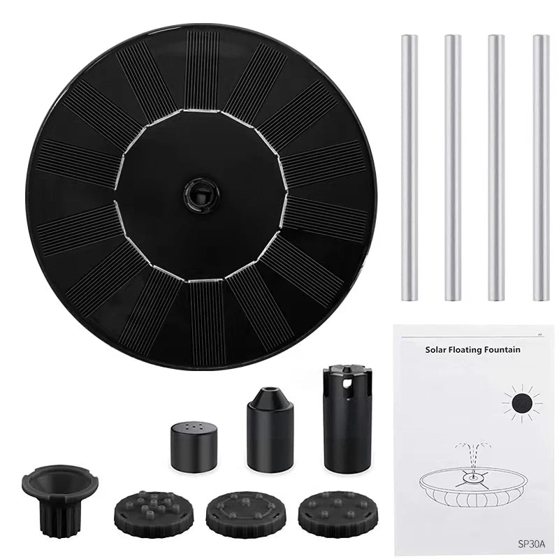 Floating Solar Fountain Pump for Bird Baths & Ponds – 4 Nozzles, Solar-Powered Garden & Pool Water Feature