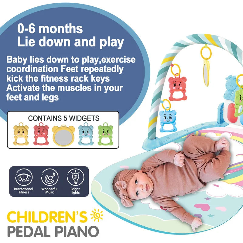 Baby Activity Gym Play Mat with Piano Keyboard 76 x 58 x 42 cm (30 x 23 x 16.5 in) – Musical Infant Play Gym for Newborns 0–36 Months