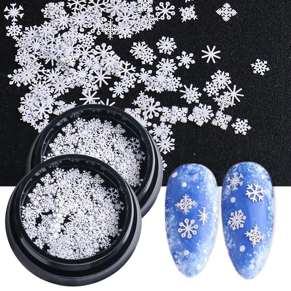 3D Christmas Snowflake Nail Charms for Festive Nail Art