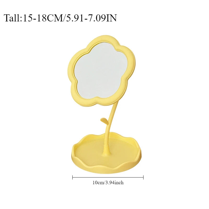 Flower Desktop Dressing Mirror – Round Tabletop Makeup Mirror for Bedroom & Dorm