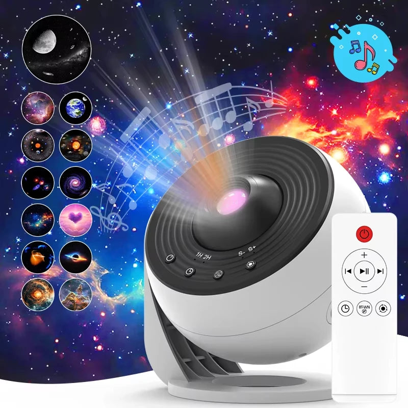 Galaxy Projector 5-in-1 Star Projector Planetarium Night Light for Kids & Adults - 4K HD Lens, Bluetooth Speaker, White Noise, Remote & Timer - Space Ceiling Projector for Home Decor