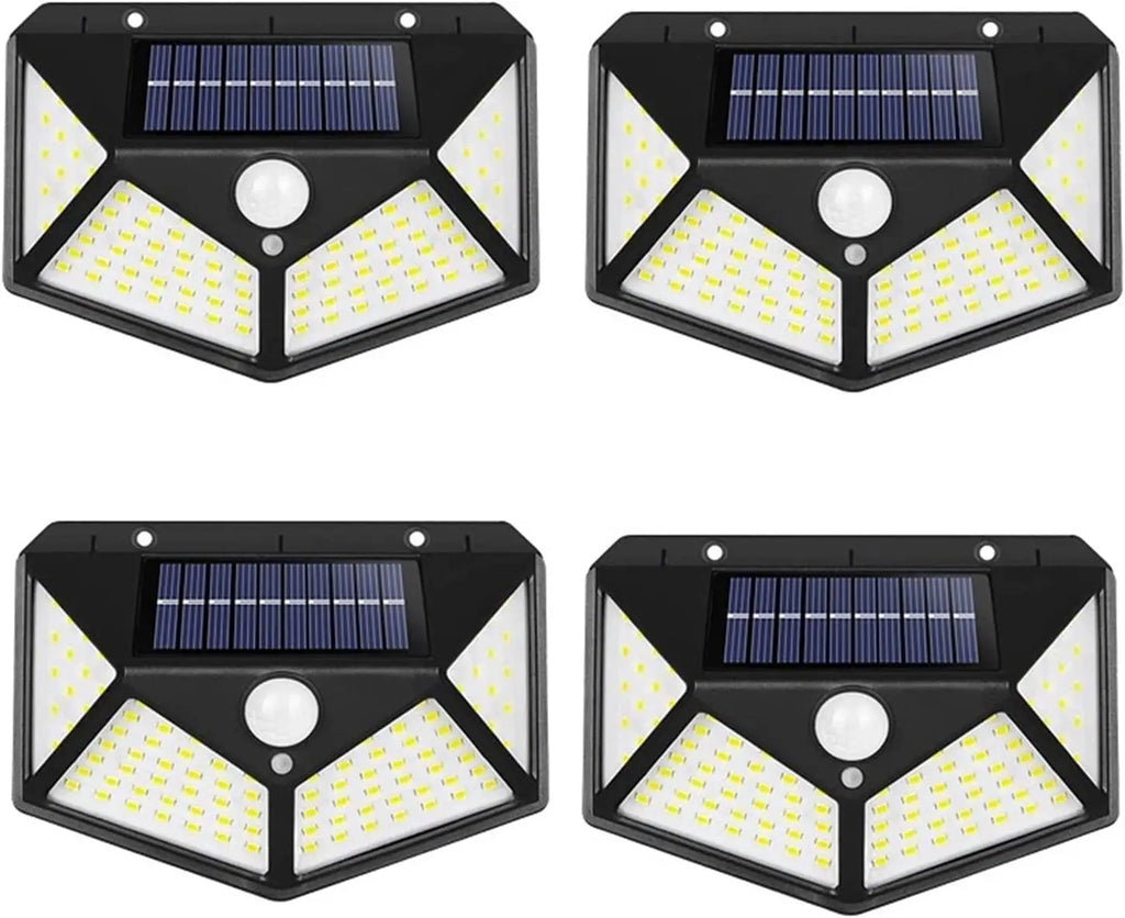 100-LED Solar Wall Light with PIR Motion Sensor - Outdoor Solar Powered Garden & Pathway Lamp