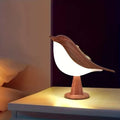 Wood-Effect Bird LED Night Light — Touch Rechargeable Bedside Lamp, 3-Color Dimmable