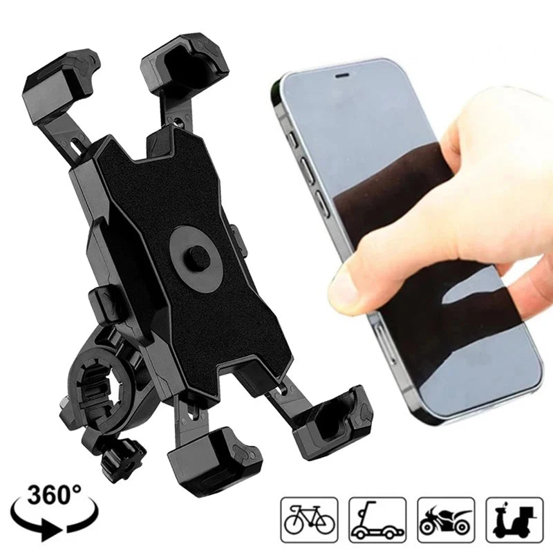 360° Rotatable Universal Bicycle and Motorcycle Phone Holder, Shockproof GPS Mount