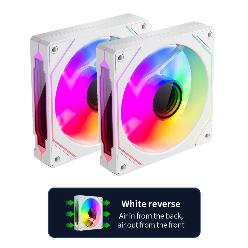 Infinite Mirror ARGB 120mm (4.72 in) PWM PC Case Fan — 5V 3-Pin ARGB & 12V 4-Pin PWM, 800–2000 RPM, Hydro Bearing