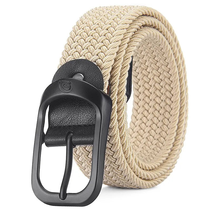 Woven Elastic No-Hole Belt – Unisex Stretch Adjustable Belt for Outdoor, Climbing & Work (3.3 cm / 1.3 in)