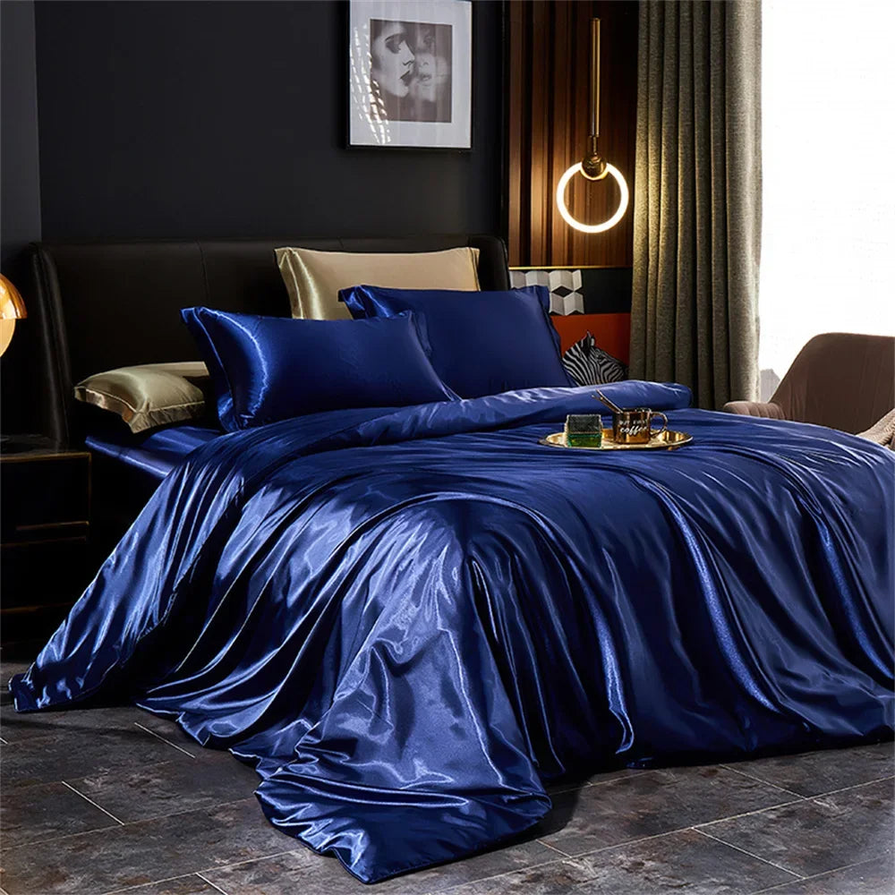 Luxury Silk-Feel Satin Bedding Set - Duvet Cover, Bed Sheet & Pillowcases - Twin/Full/Queen/King (3-5 Pc)