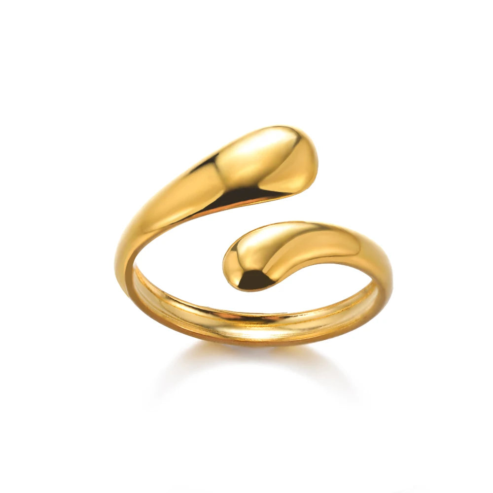 316L Stainless Steel Gold-Tone Women's Ring – Hypoallergenic Classic Tension-Set Wedding & Couple Ring