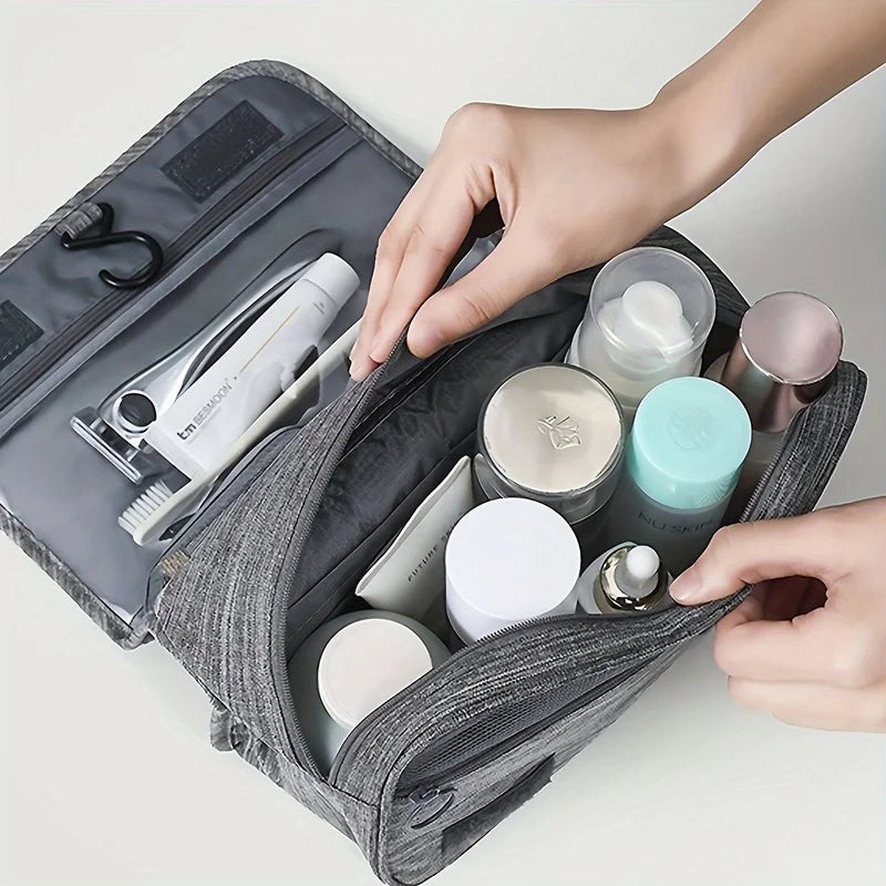 Wall-Mounted Travel Toiletry & Cosmetic Organizer — Hanging Bathroom Storage Bag