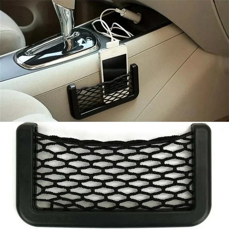 Car Seat Back Mesh Storage Pocket – Elastic Phone & Sundries Organizer, 4-Pack (15×8 cm / 20×8 cm | 5.9×3.1 in / 7.9×3.1 in)