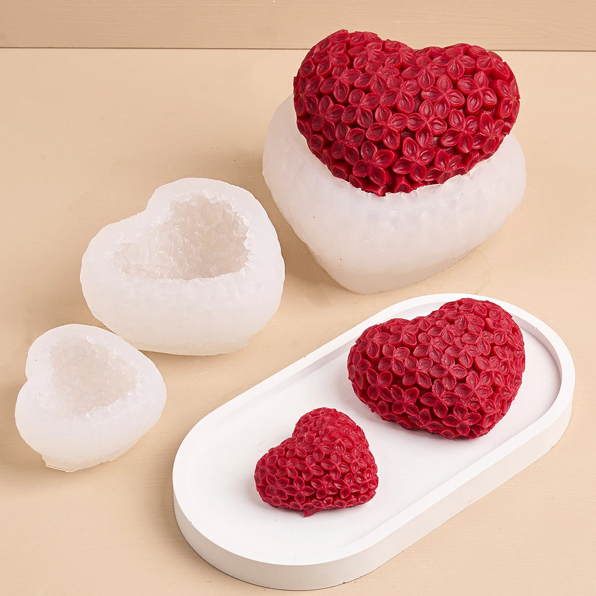 3D Love Flower Silicone Mold – Heart Candle, Soap, Resin & Chocolate DIY Kit for Valentine's Day