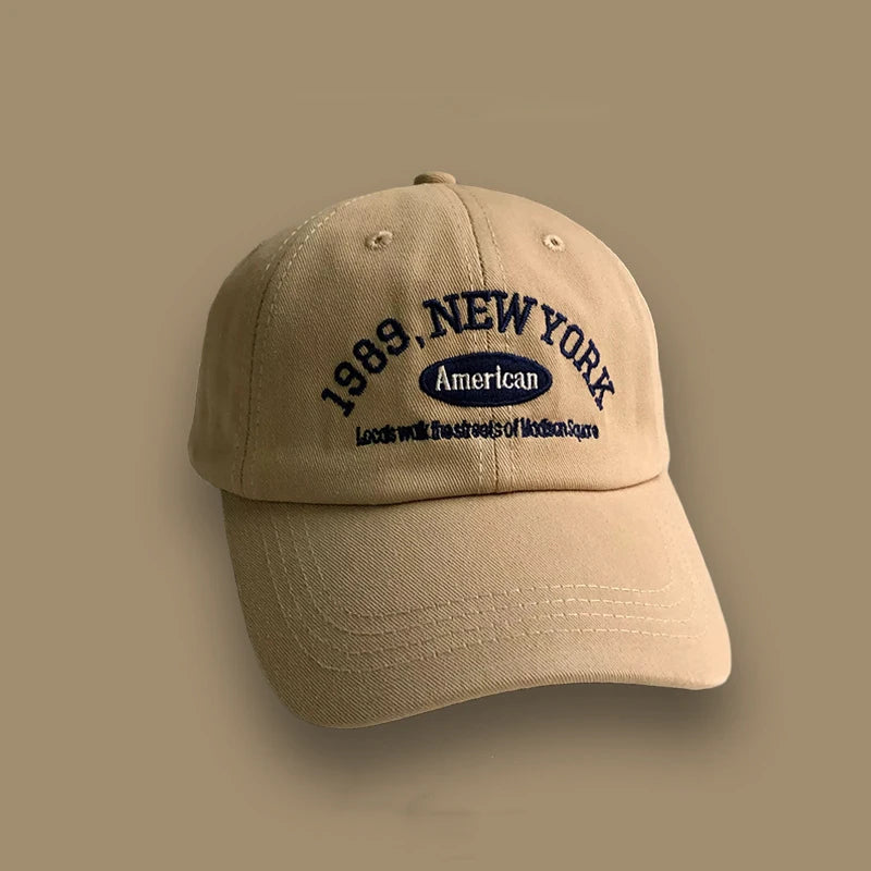 Korean Retro Embroidered Letter Baseball Cap - Unisex Casual Sun Protection Hat