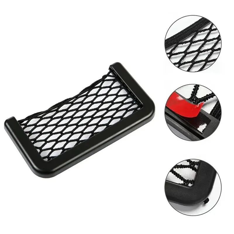 Car Seat Back Mesh Storage Pocket – Elastic Phone & Sundries Organizer, 4-Pack (15×8 cm / 20×8 cm | 5.9×3.1 in / 7.9×3.1 in)