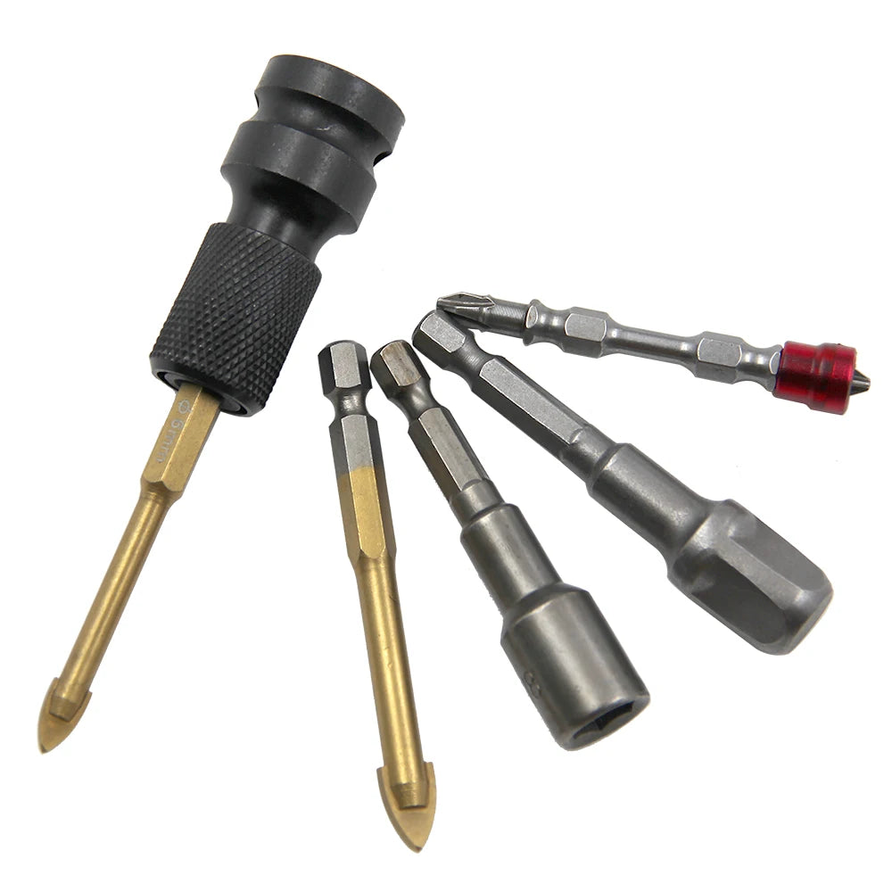 1/2 inch (12.5 mm) Square Drive to 1/4 inch (6.35 mm) Hex Telescopic Socket Adapter for Electric & Air Impact Wrenches