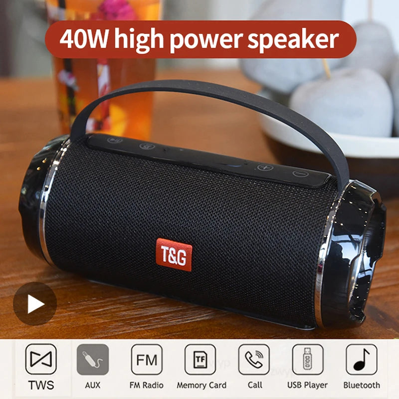 Portable Bluetooth Speaker with Subwoofer 2.1 — Waterproof FM Radio, TF/USB/AUX, Powerful Bass HiFi Sound