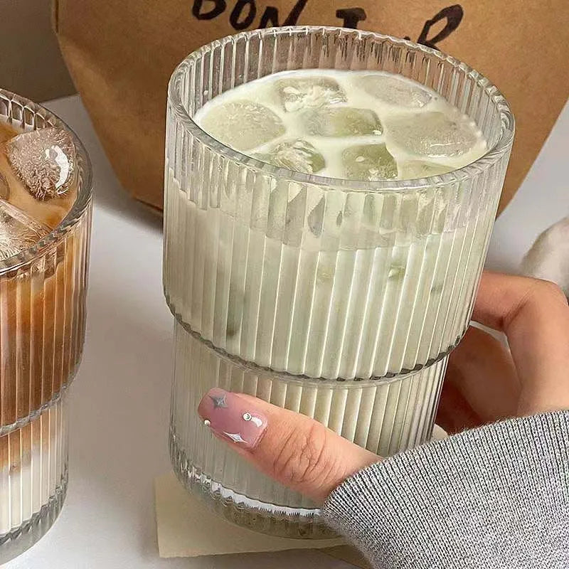 450ml (15.2 fl oz) Glass Tumbler with Lid and Straw, Leakproof High-Temperature Coffee & Tea Cup