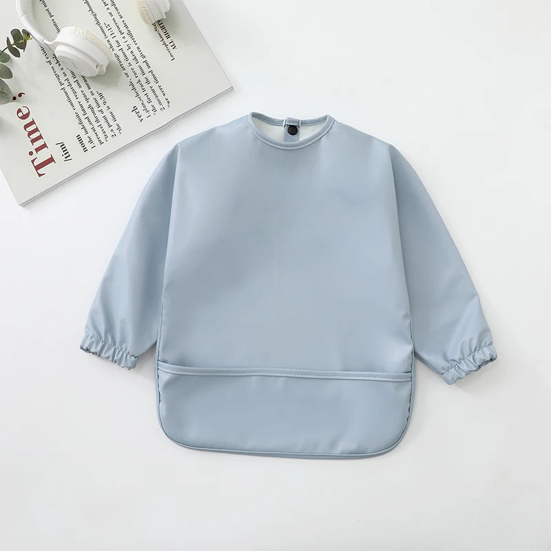 Waterproof Long Sleeve Baby Feeding Bib with Pocket — Toddler Art Smock & Burp Cloth, Unisex (1-3 Years)