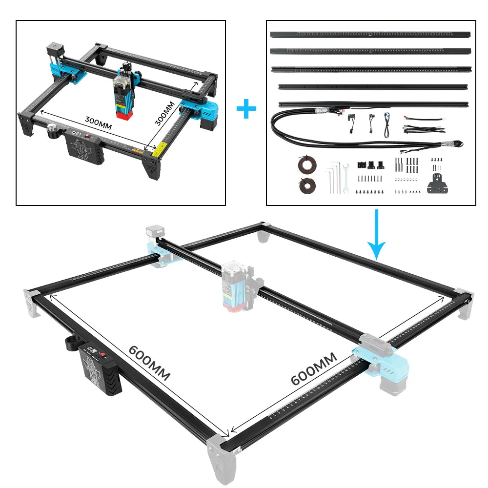 Laser Engraver Aluminum Profile Frame Upgrade Kit 600 x 600 mm (23.6 x 23.6 in) for Desktop CNC Laser