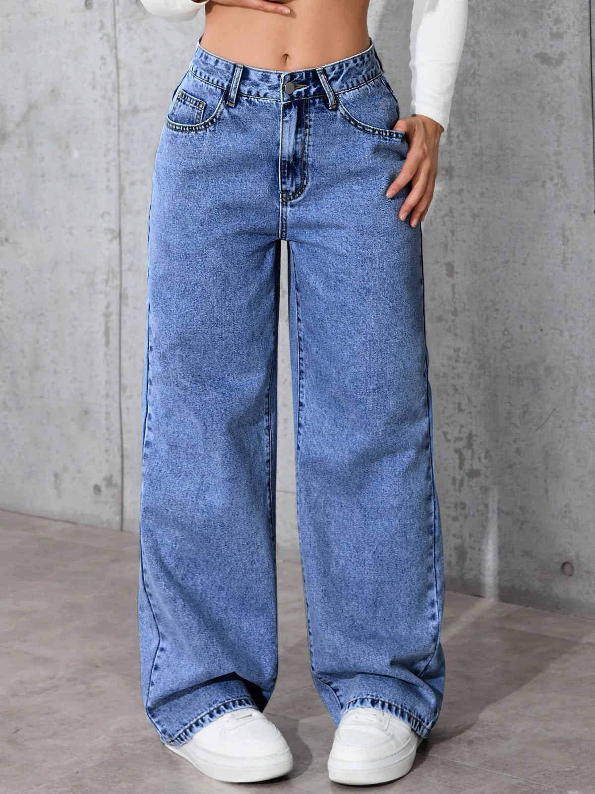 Women's High-Waist Wide-Leg Jeans S-5XL - Plus Size Straight-Leg Loose Casual Pants