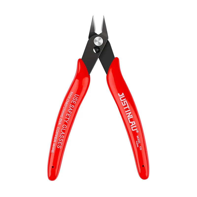 Diagonal Wire Cutters – Carbon Steel Flush Cutting Pliers, 45° Bent Spring-Loaded Nipper for Electronics & Jewelry