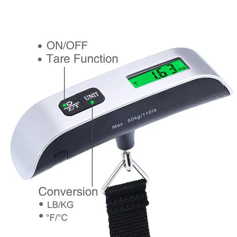 50kg / 110lb Portable Digital Hanging Luggage Scale - Handheld Travel Suitcase Weighing Scale
