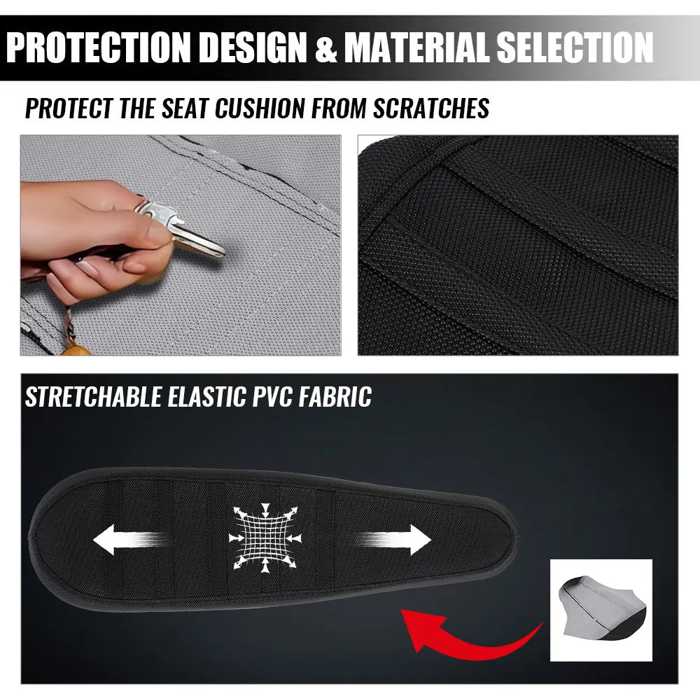 Waterproof Non-Slip PVC Seat Cover for Motorcycle, E-Bike & Scooter — Anti-Slip Particle Design, Universal Seat Protector