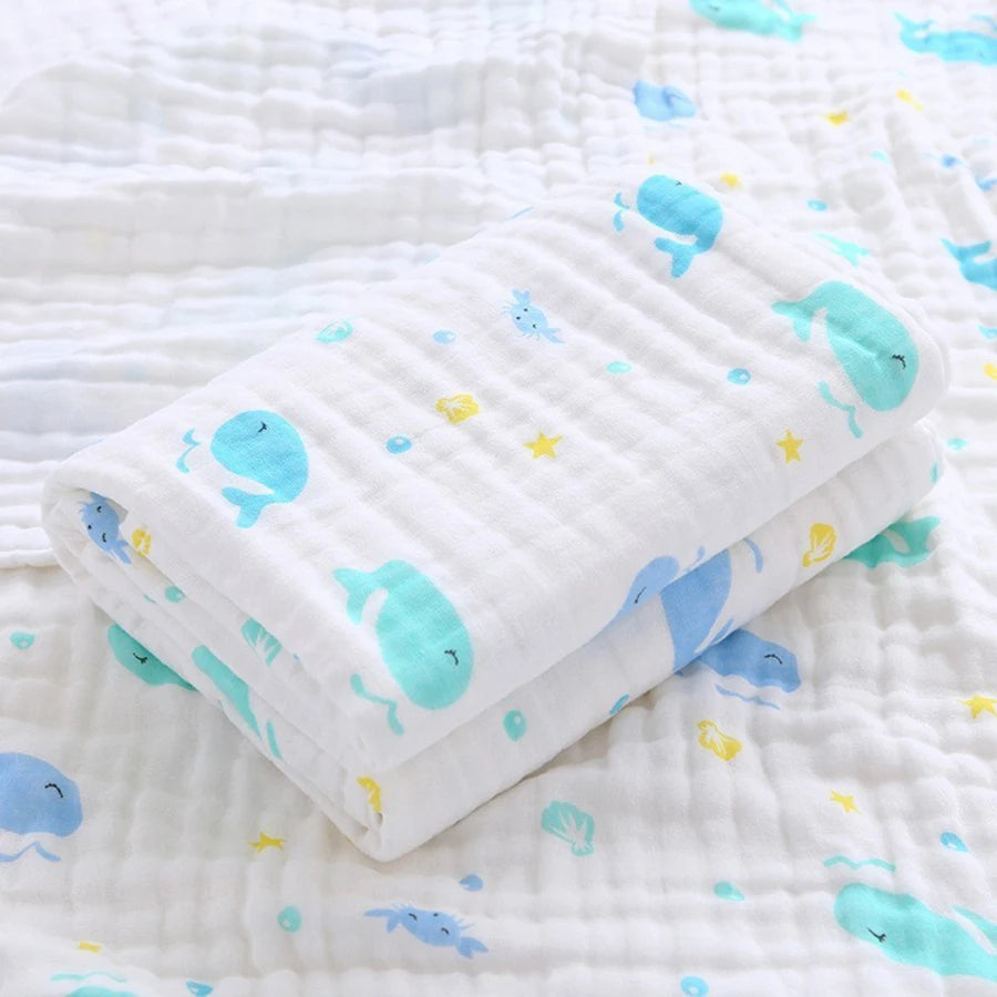 4-Layer Cotton Gauze Baby Bath Towel & Swaddle Blanket 70 x 90 cm (27.6 x 35.4 in) – Soft Newborn to Toddler Washcloth