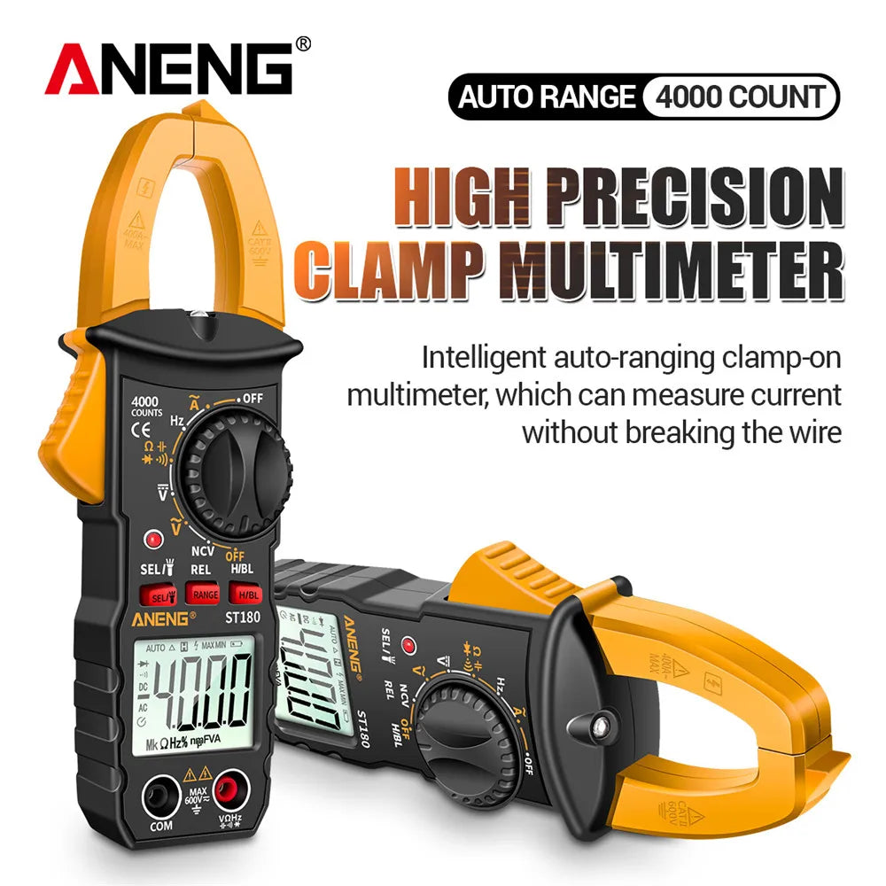 Digital AC Clamp Meter 4000 Counts Multimeter – AC/DC Voltage & Current Tester with NCV, Capacitance, Frequency, Ohms