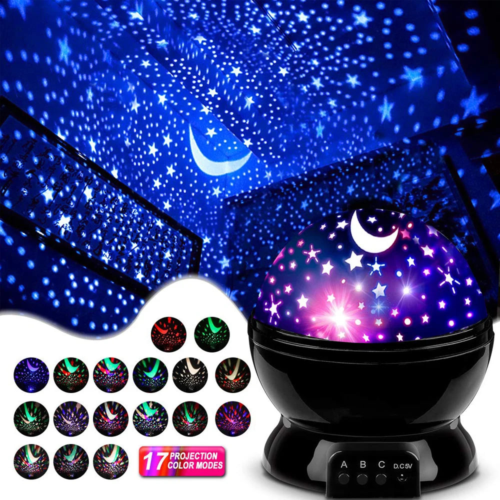 Rotating Star Projector Night Light – LED Galaxy & Moon Lamp for Kids Bedroom, Soothing Sleep Light & Gift for Girls and Boys