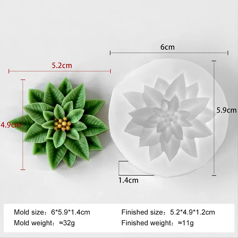 Holly Leaf & Berry Silicone Mold for Christmas – DIY Candle, Resin, Soap & Chocolate Mold