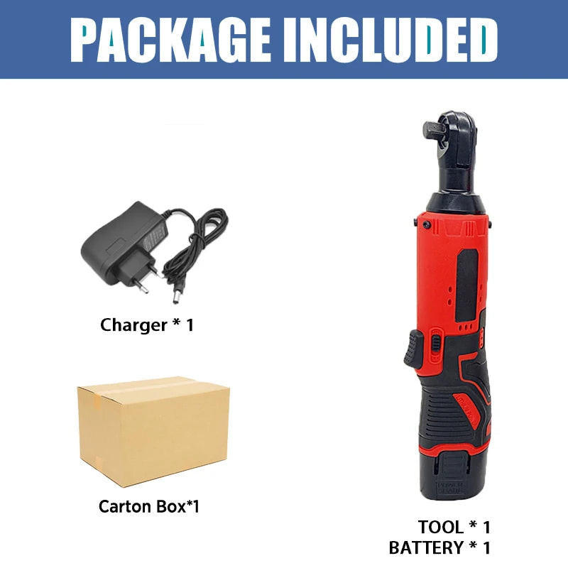 Cordless Right Angle Impact Wrench 3/8 in (9.5 mm) — 12V/18V Brushless Rechargeable Electric Ratchet Driver for Auto & DIY