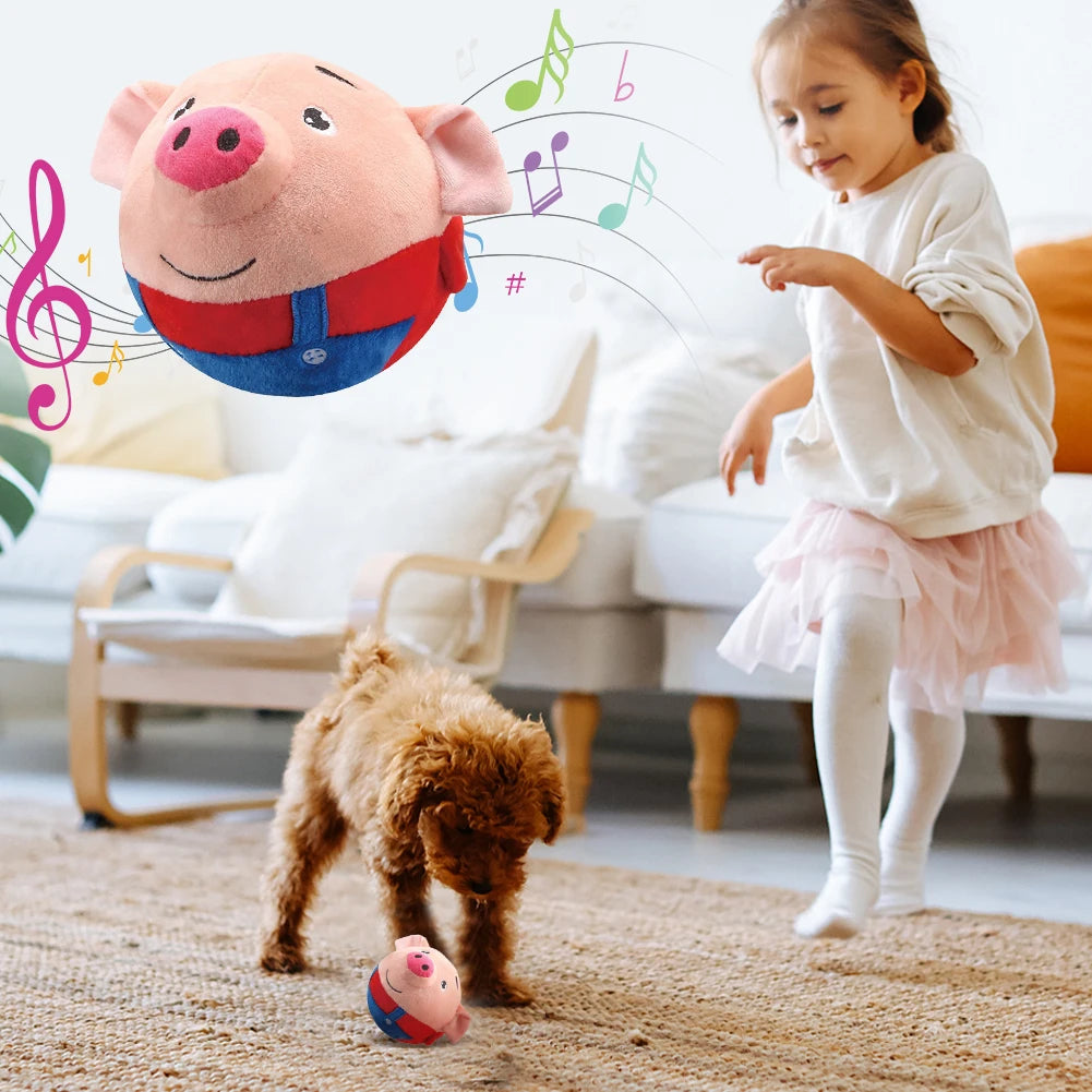 Automatic Plush Bouncing Dog Toy 5.9in (15 cm) Interactive Squeaky Self-Moving Bite-Resistant for Small & Medium Dogs