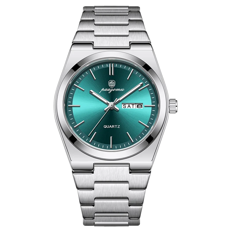 Men's Quartz Stainless Steel Watch 40-44mm Dial, 3ATM Water-Resistant Luminous Chronograph with Date