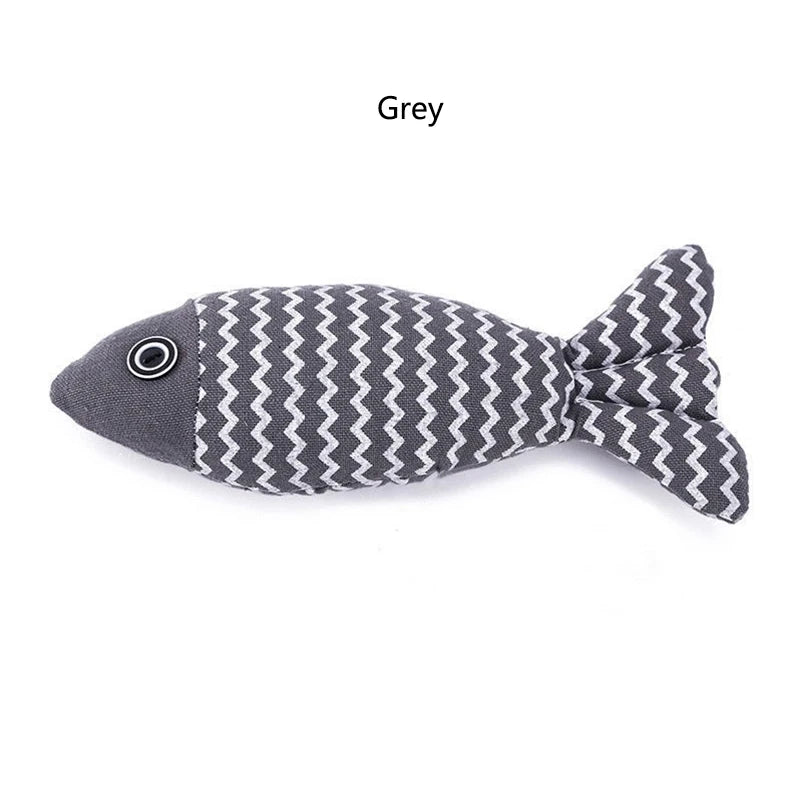 Burlap Fish Cat Toy — Interactive Chew-Resistant Teeth-Cleaning Fish Toy for Cats