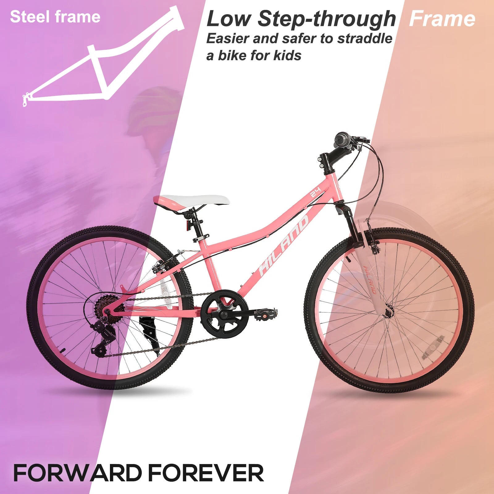 20-Inch Kids Mountain Bike with Front Suspension, Youth Bicycle for Ages 7+, Front V-Brake & Rear Brake — Boys & Girls, Multiple Colors